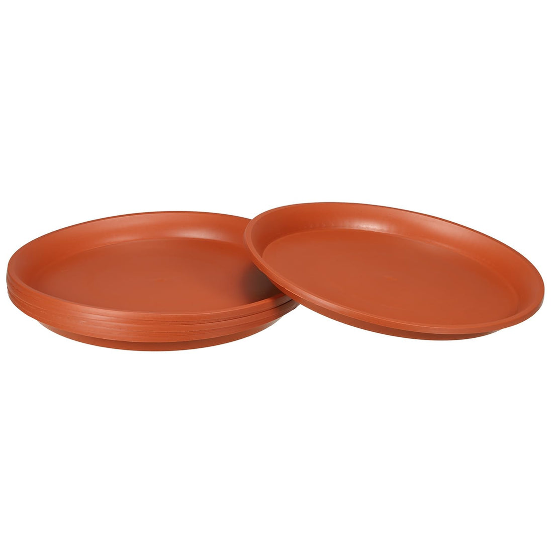 PATIKIL Plant Saucers 10 Inch, 6 Pack Round Plastic Flower Pot Thicker Plant Drip Tray for Indoors Outdoors Home Garden, Terracotta