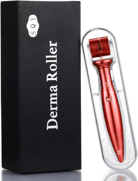 Derma Roller Microneedling Kit 540 Titanium Micro Needles for Face Beard Hair Care Skin Tool Microneedle Device (Red, 0.75 mm)