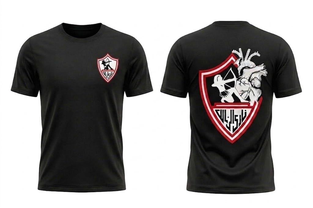 Zamalek Fan Club T Shirt, 100% Turkish Cotton T-Shirt Printed Zamalek Logo In Heart DTF Print For Audience And Fans Unisex