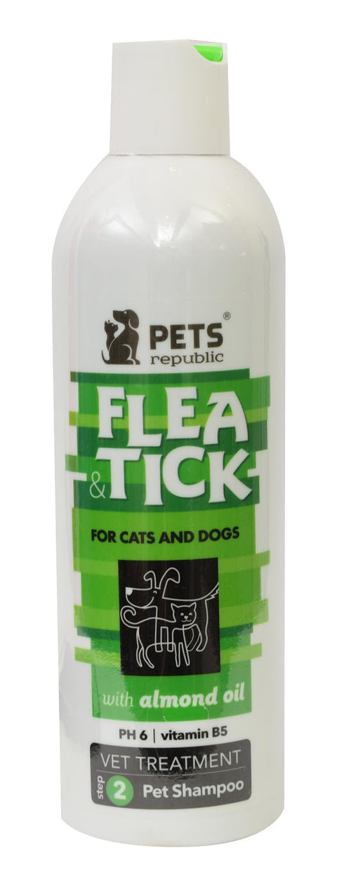 Pets Republic Flea And Tick Shampoo With Almond Oil For Dogs And Cats 500 Ml Clear