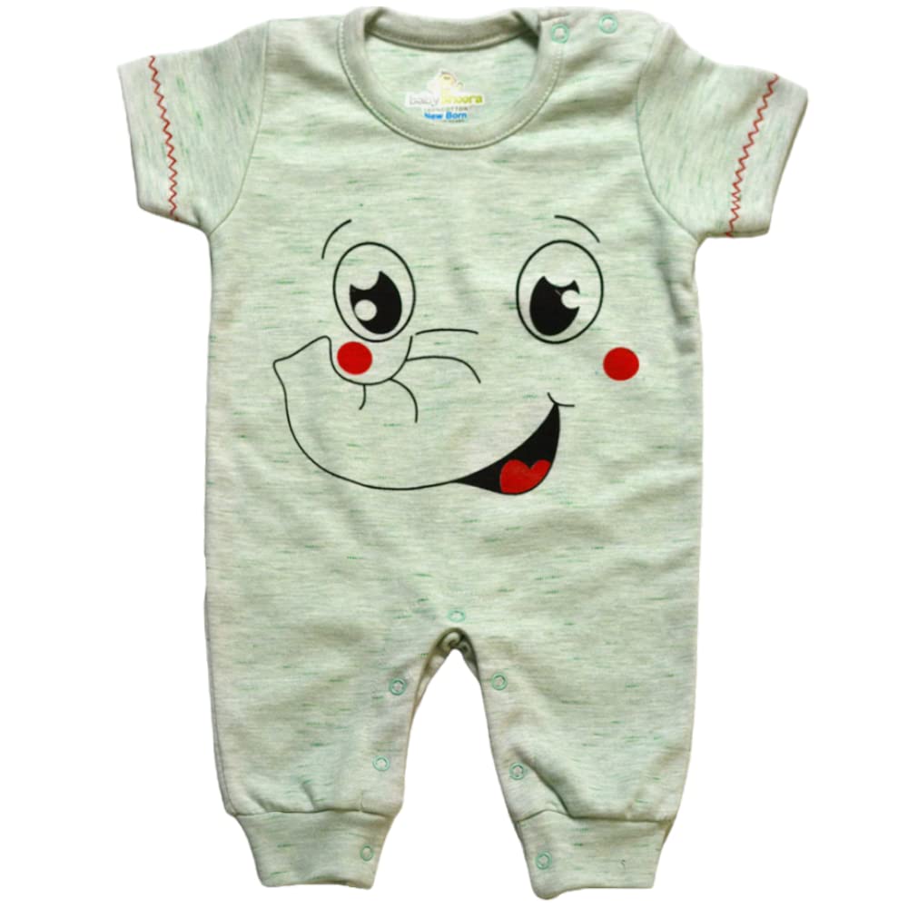 Baby Shoora Cotton Sleeveless Bodysuit Printed Elephant For Boys-Mint Green, 0 Months