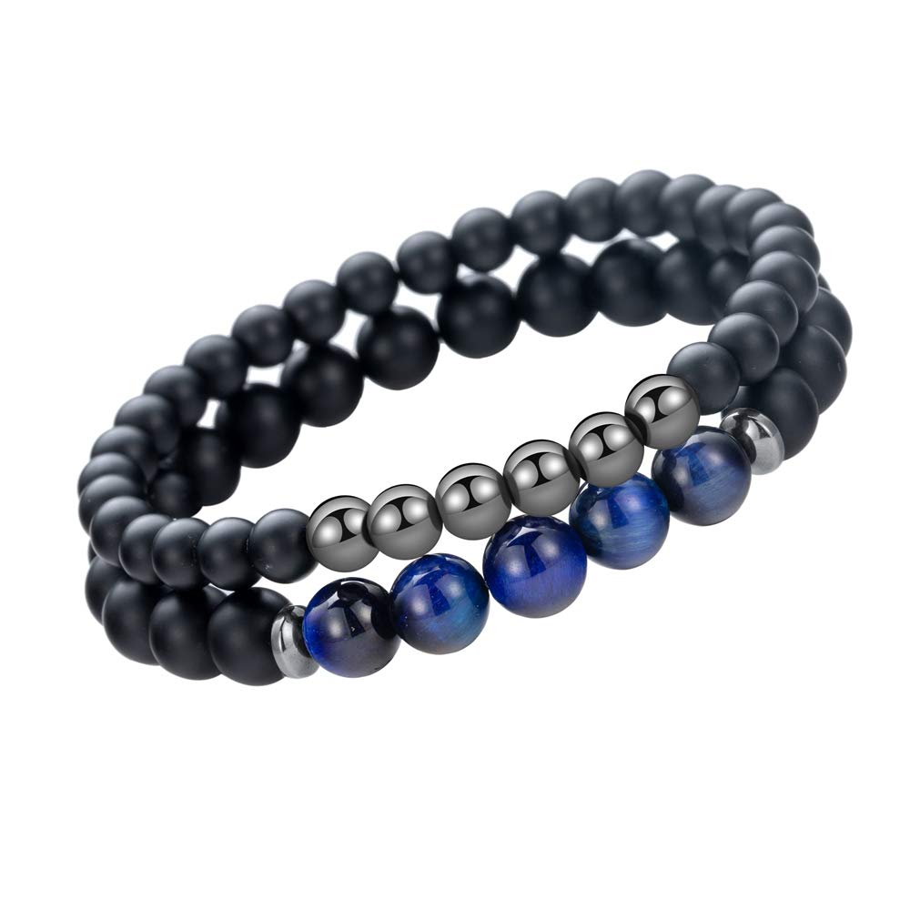 Joan Nunu Charm Bracelet for Men Women Black Mantra Prayer Beads, Stone Crystal