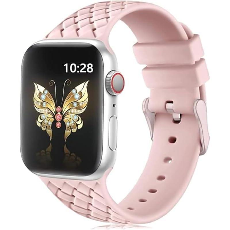 Silicone Adjustable Replacement Smartwatch Wristband, Quick Release Design Compatible with Apple Smart Watches 42mm, 44mm, 45mm
