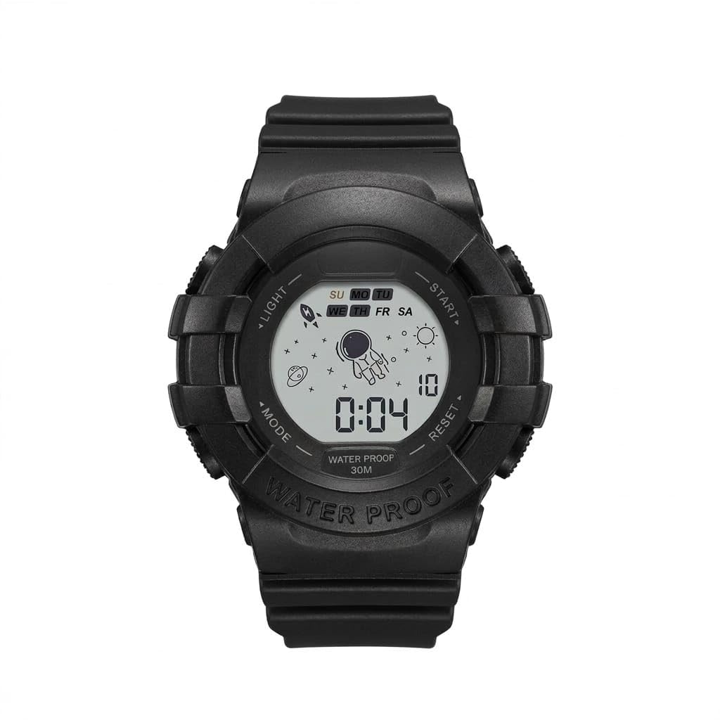Astronaut Digital Waterproof Sports Watch (30M) - LED Light, Alarm, Stopwatch - Unisex and Kids - with Original Box and Catalog