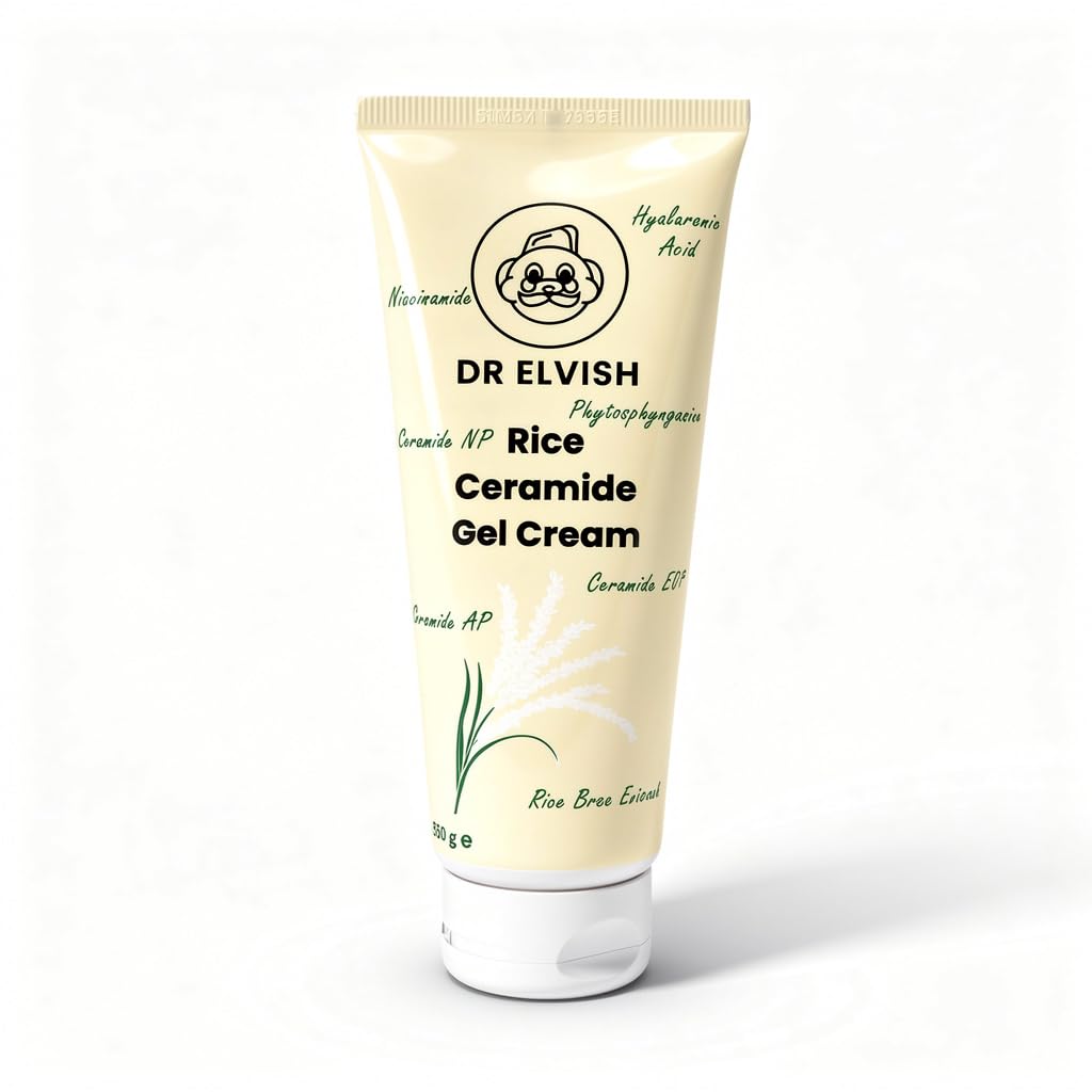 Dr. Elvish Rice Ceramide Gel Cream Lightweight Hydrating Face Moisturizer with Rice Bran Extract, Ceramides 1/3/6-II, Hyaluronic Acid & Niacinamide | Strengthens Skin Barrier & Soothes Sensitive Skin
