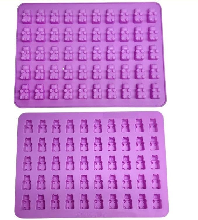 50 Cavities Silicone Bear Designed Gummy Jelly Candy Mold Maker Cookware (Purple)
