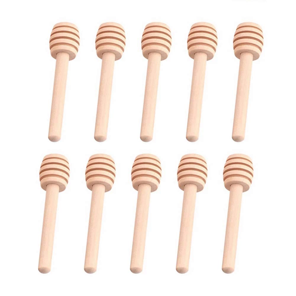 10 Pcs Wood Honey Dippers Sticks, Honeycomb Stick Long Handle Honey Spoon Honey Stir Bar for Honey Jar Dispense Drizzle Honey (8 cm / 3.14 inch)