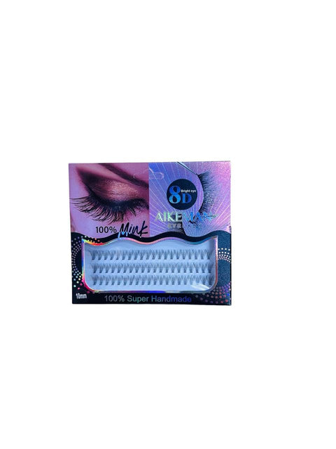 AIKEMAN Individual Lashes 8D 100% Mink Handmade False Eyelashes Lightweight Natural Soft Reusable 10mm