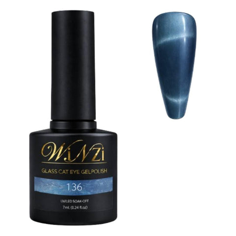 Cat Eye Gel Nail Polish 7ML, Teal Blue Cat Eye Magnetic Effect Soak Off UV LED Gel, Smooth Application, Glossy Metallic Finish for Salon and DIY Nail Art Manicure (Shade 136)