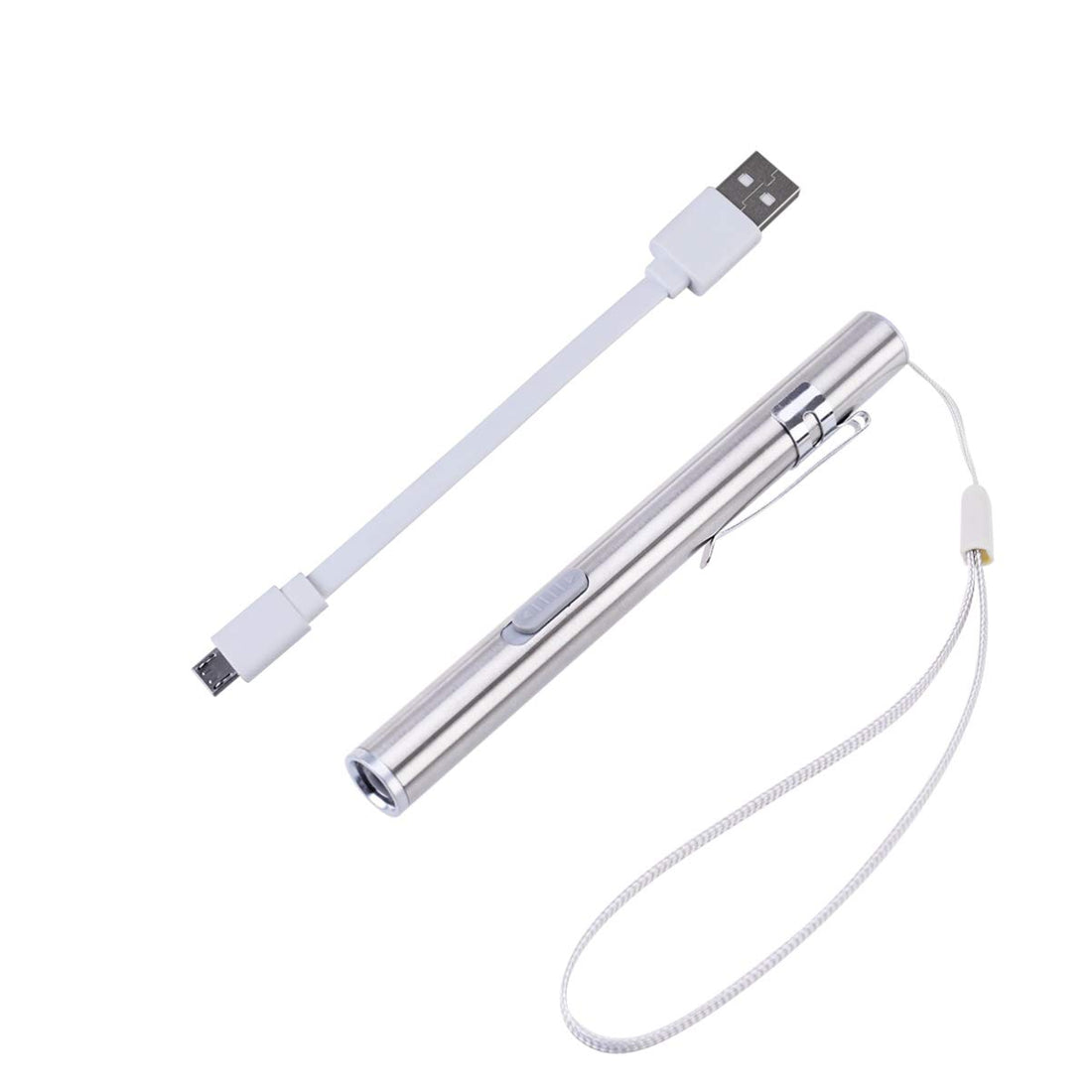 OSALADI USB Rechargeable LED Penlight Flashlight - Stainless Steel Mini Light for Nurses and Doctors