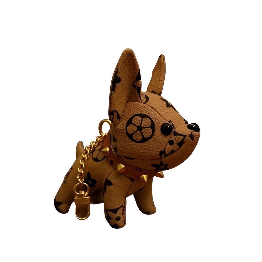 Delicious Animal Series - Dog Keychain made of beautiful faux leather, French Bulldog PU leather keychain, creative family friend keys partner gift