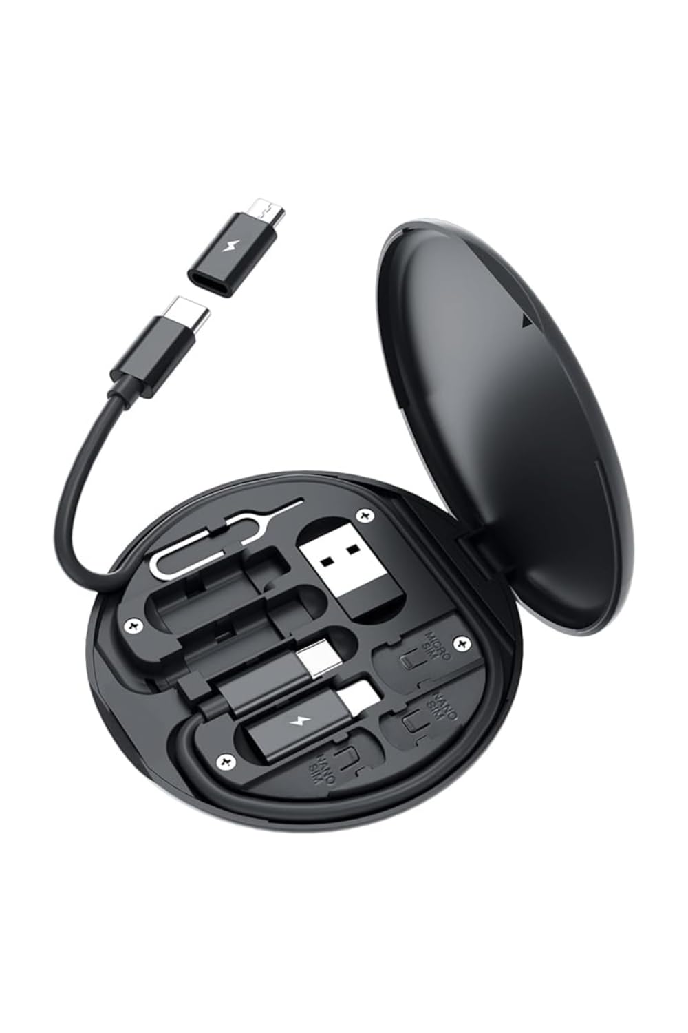 USB C Adapter OTG Cable Kit, Multi Charging Cable Case Convertor USB C to iOS Device/Type C/Micro/USB A Adapter, Data Transfer Contains Card Slot for Traveling, Use as Phone Holder
