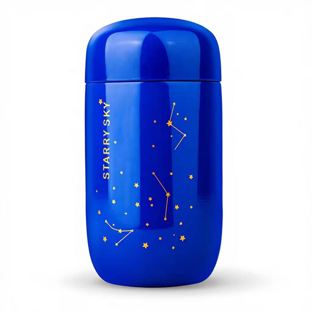 Starry Sky Mini Thermal Water Bottle, Stainless Steel Vacuum Insulated Bottle, 207ml Pocket Bottle for Lovers (blue)