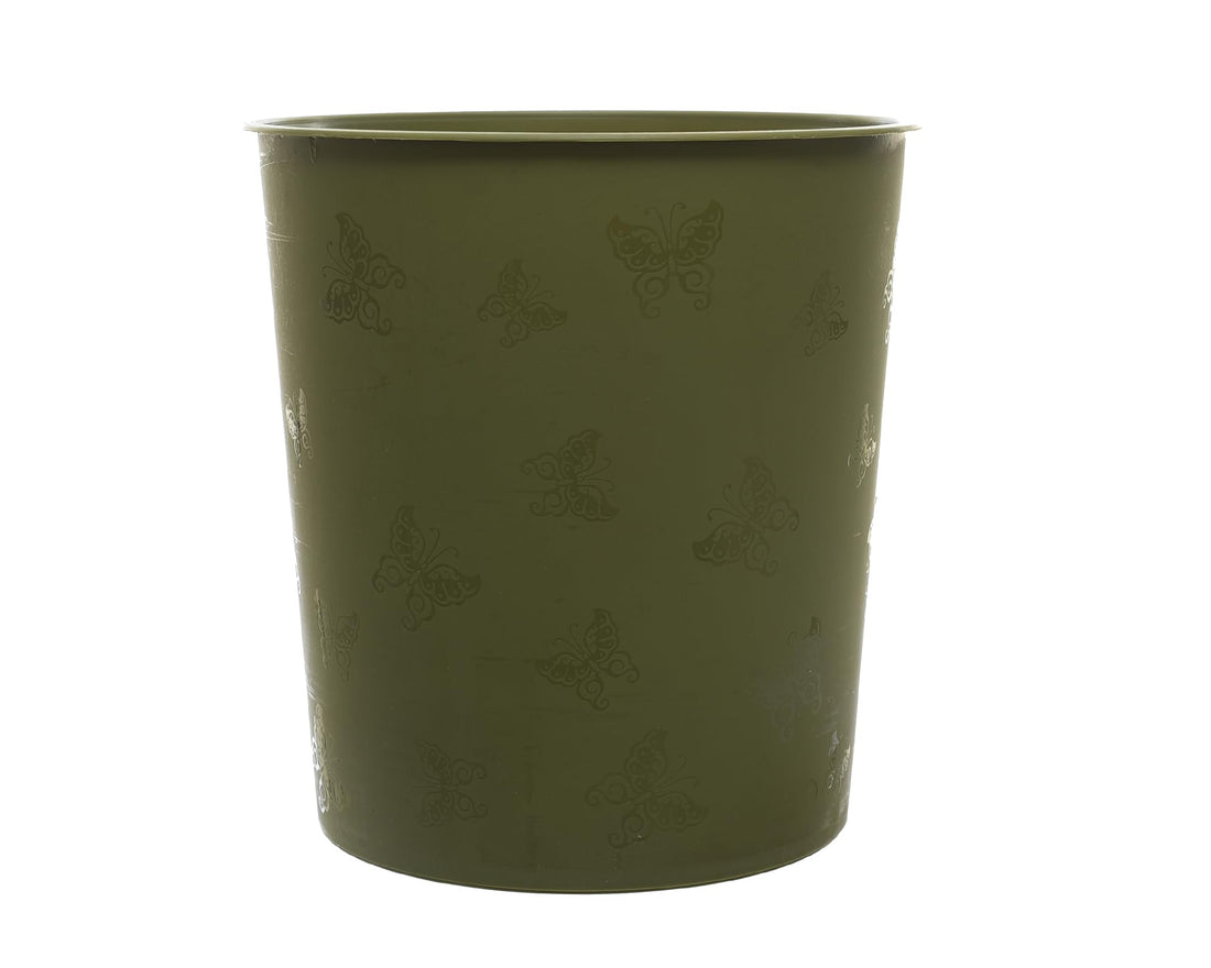 Al-Hazaz Plastic Butterfly Elegant Laundry & Storage Basket Large Decorative Ventilated Hamper with Handles - Olive
