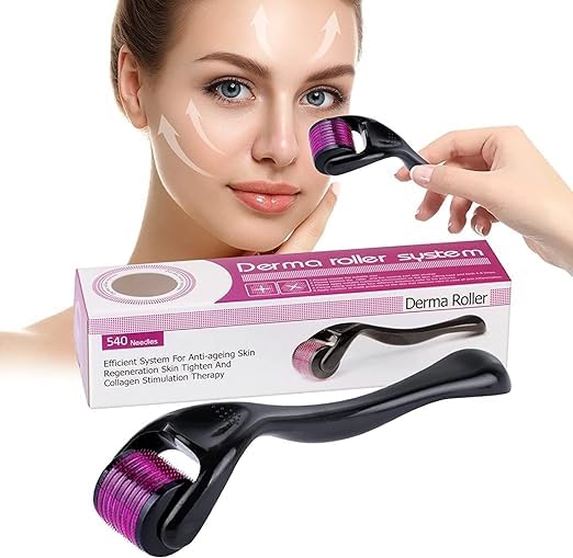 derma roller With 540 Titanium Needles For hair regrowth needle roller Scalp Face and body Treats Acne Scar Skin Ageing Stretchmarks for men women 0.5mm