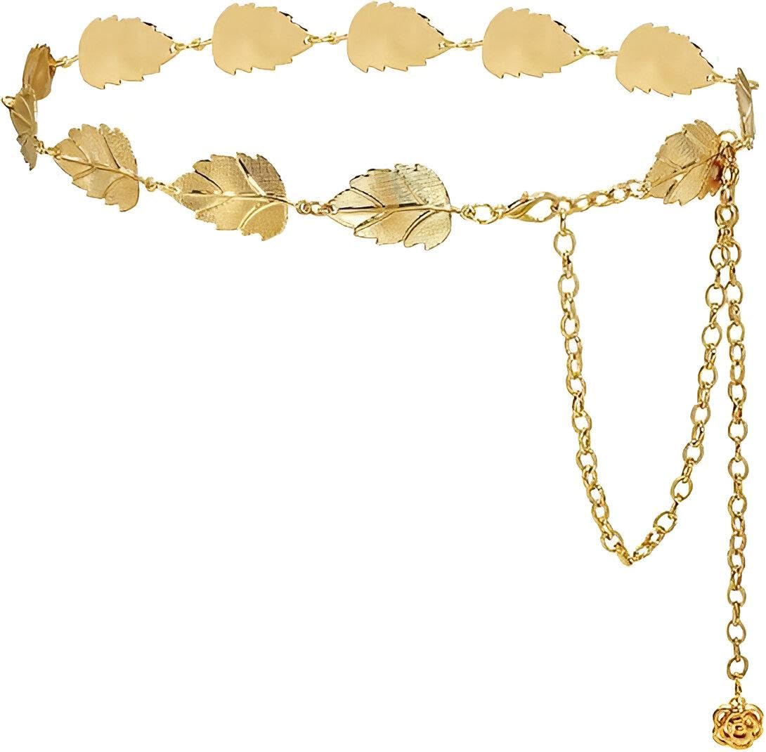Adjustable Metallic Belt - Sculpted vintage-style chain belt with delicate engravings, ideal for accentuating curves on dresses and body chains with grace.
