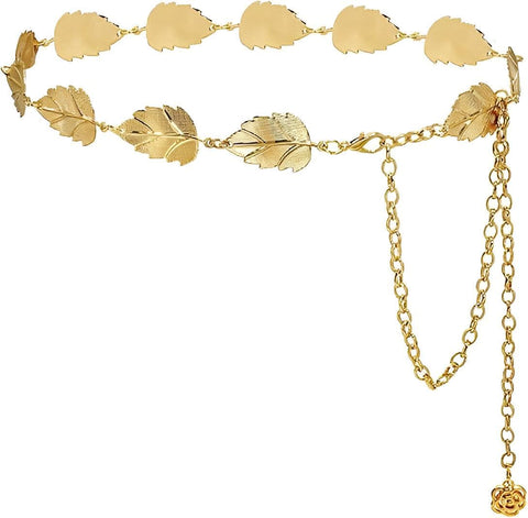 Adjustable Metallic Belt - Sculpted vintage-style chain belt with delicate engravings, ideal for accentuating curves on dresses and body chains with grace.