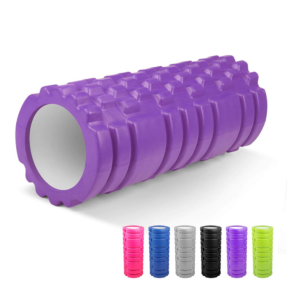 Foam Roller, Trigger Point Fitness Foam Roller Deep Tissue Muscle Massage Roller Lightweight Hollow Yoga Pilates Roller for Relax Muscles, Balance Exercises, Physical Therapy, Pain Relief (Purple)