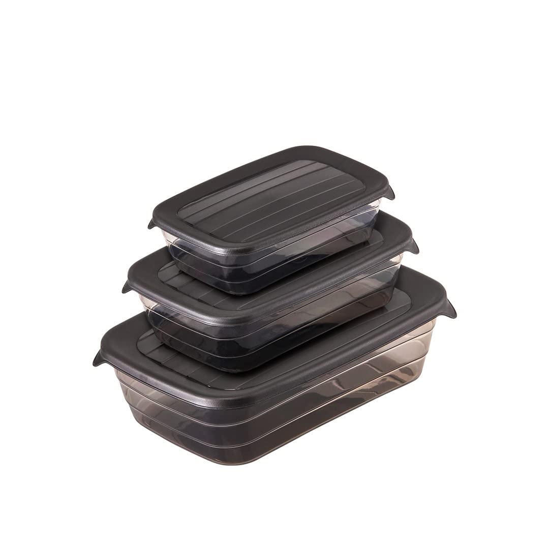 Max Plast Max Plast طقم ثلاجه مستطيل ثلاثي ماكس بلاست 15 X 10 X 5 سم اسود