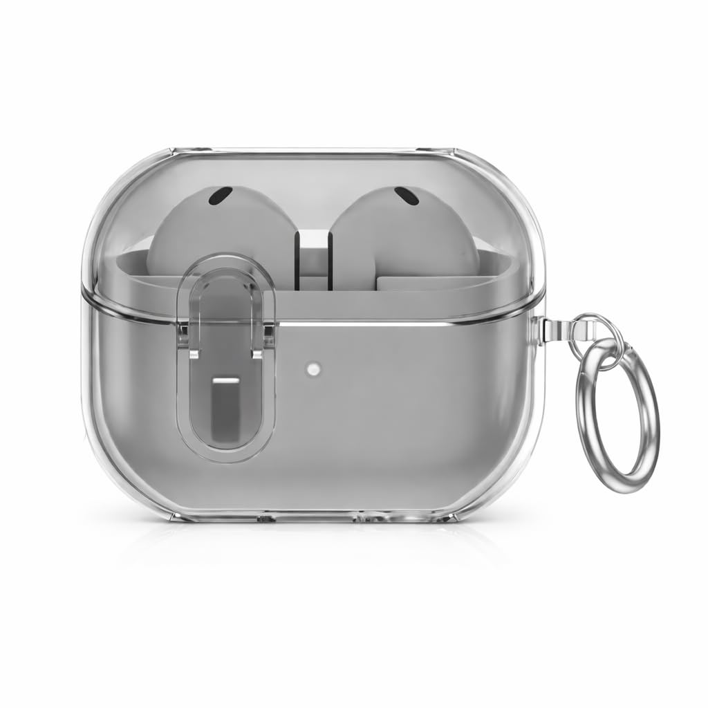 Protective Case for Samsung Galaxy Buds 3 & Galaxy Buds 3 Pro Case [Wireless Charging] [Keychain] [LED Visible] Anti-drop Anti-scratch Samsung Buds 3 PC Cover with A Lock (Clear - Black)
