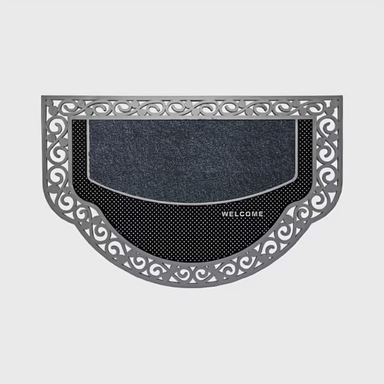 Apartment Door Mat 45cm*70cm - 4G Model - for Aesthetic Look and Efficient Floor Cleaning (Silver) (Silver with Charcoal Carpet)