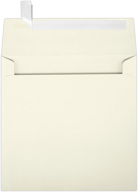 LUX Paper Square Invitation Envelopes for 5 1/4 x 5 1/4 Cards in Natural - 100% Recycled, Printable Envelopes for Invitations, with Peel & Press Seal, 50 Pack, Envelope Size 5 1/2 x 5 1/2 (Natural)