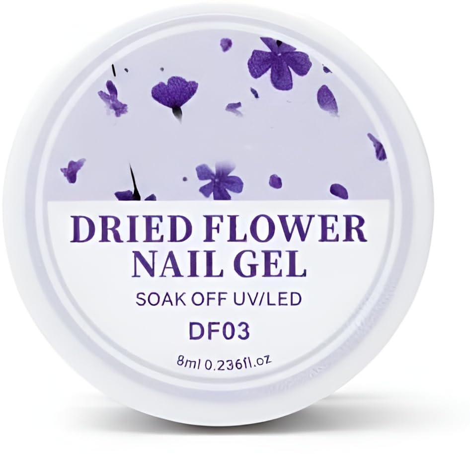 8ml Dried Flower Nail Art Polish, Spring Summer Design, Soak Off UV LED Nail Varnish for Salon & Home Manicure, Glossy Finish (DF03)