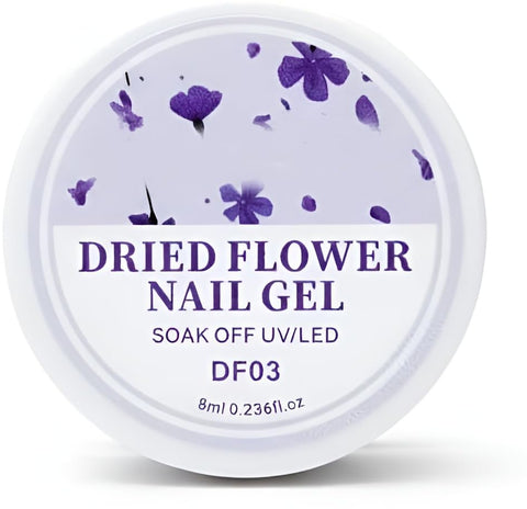 8ml Dried Flower Nail Art Polish, Spring Summer Design, Soak Off UV LED Nail Varnish for Salon & Home Manicure, Glossy Finish (DF03)