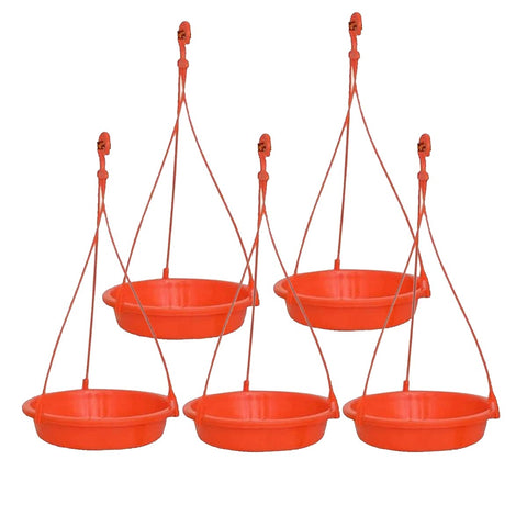 Hanging Bird Water, Food Feeder, Baths Tray, Great for Outdoors, Backyard, Garden, Balcony and Railing Grill (Large, Pack of 5)