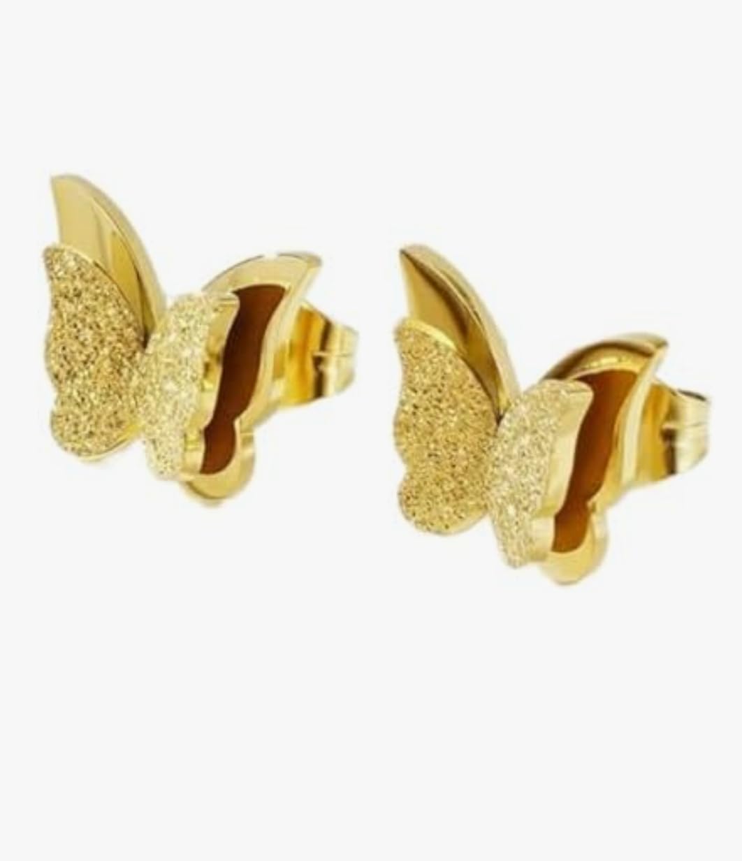 Unveil Your Radiance: Satinless Steel Butterfly Stud Earrings with Luxury Velvet Gift Bag – Hypoallergenic, Nickel-Free, Elegant Jewelry Gift for Women & Girls.