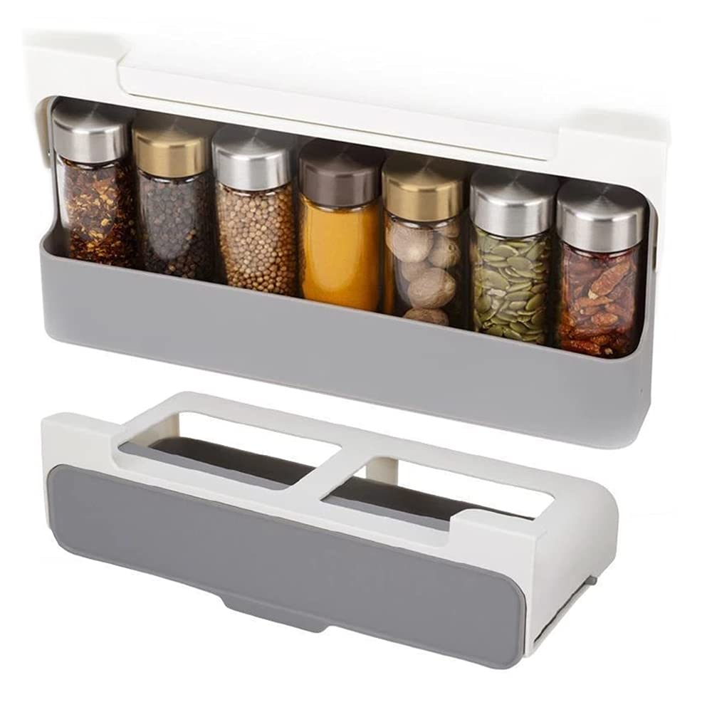 Showay Home Kitchen Self-Adhesive Wall-Mounted Under-Shelf Spice Organizer Spice Bottle Storage Rack Kitchen Supplies Storage In Stock