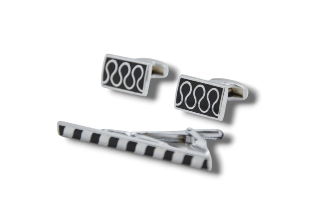Marco Capelli Cufflinks & Tie Pin Luxury Set Box For Men CT30