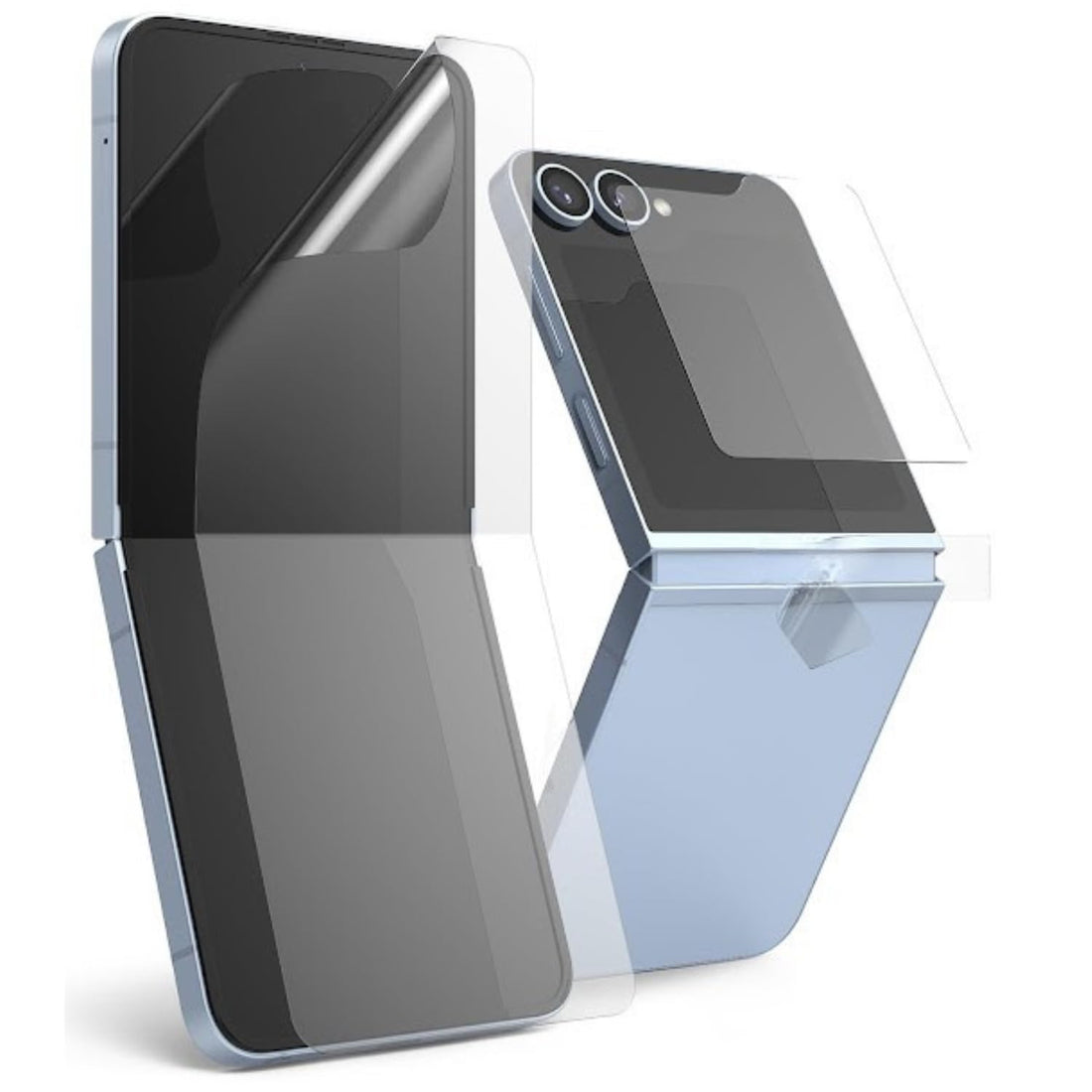 Clear Screen Protector 3 -in-1 Gelatin Front Screen Protector + Hinge Gelatin And Clear Anti-Shock Plastic Small Back Screen Protector Compatible With Galaxy Z Flip 5