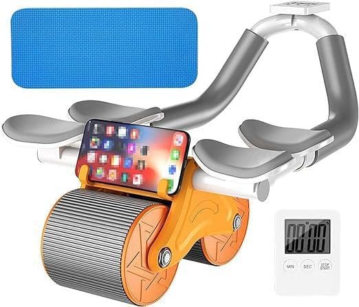 Ab Trainer - Rebound Exercise Wheel with Dual Elbow Cushions and Integrated Timer for Controlled Movements, Designed to Reduce Strain while Maximizing Core Engagement for Better Posture and Health