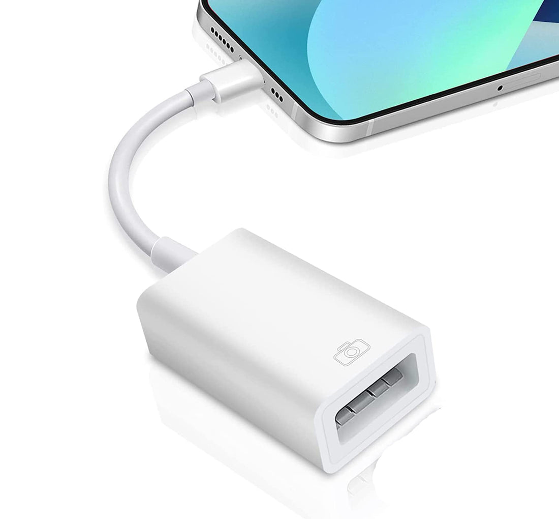 [Apple MFi Certified] USB Camera Adapter for iPhone, Lightning to USB Adapter, OTG Cable Adapter for iPhone and iPad, Socket Supports USB Flash Drive, Card Reader, Mouse, Keyboard