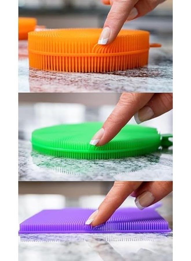 3 Pieces Silicone Sponge Quick Dry Reusable Kitchen Washing Fruit Washing Sponges Multifunctional