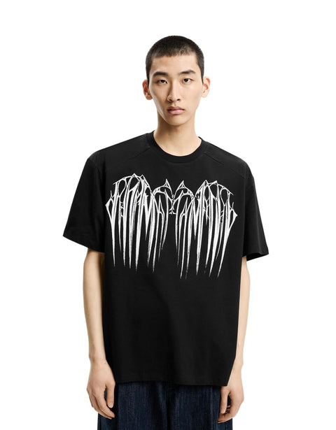 Bershka Short Sleeve T-Shirt with Print, Black