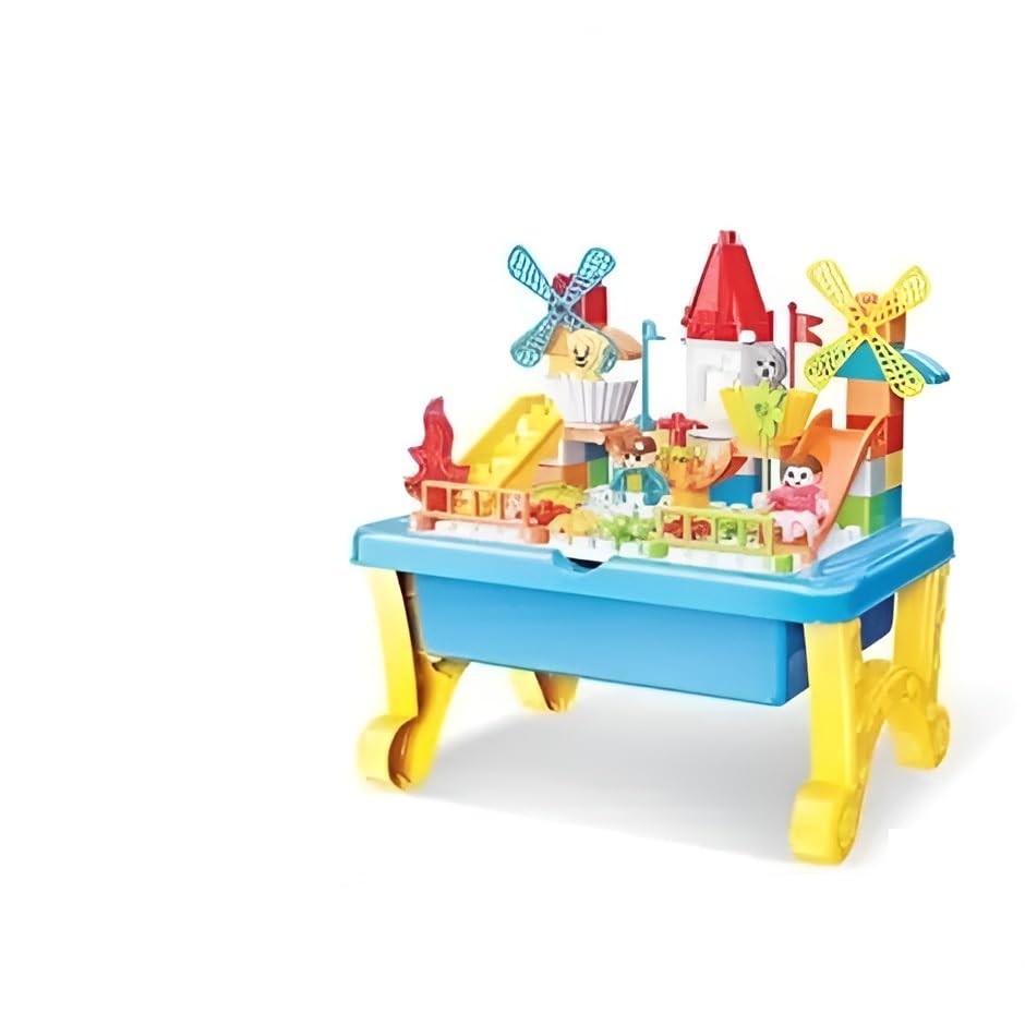 Next Store Building Heroes Table and Blocks – Educational Toy for Kids with 59 Pieces and Figure Set, Built-in Storage Box, Suitable for Kids Ages 3 and Up