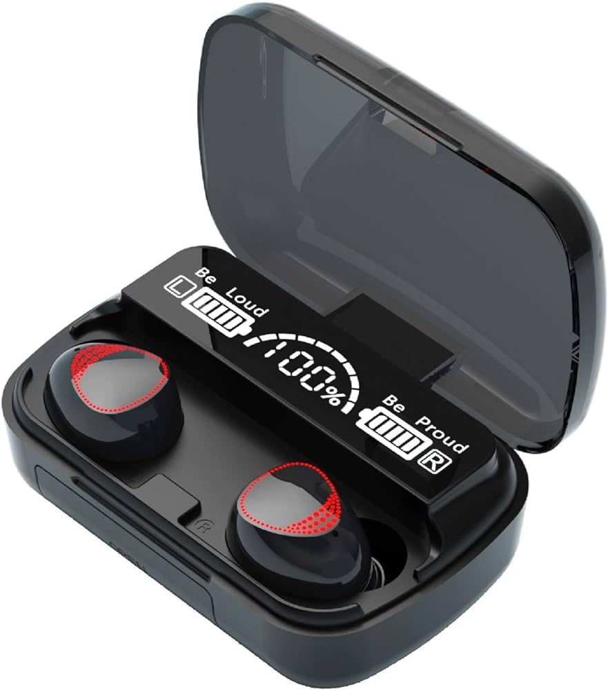 Headphone M10 Bluetooth Noise Cancelling In-Ear Wireless Headphones Wireless Headset with Mic and Touch Control Stereo Headset Compatible with iPhone and Android with Power Bank Charging Case (M10)