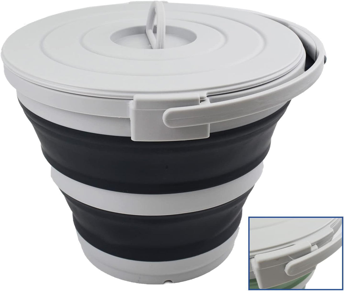Portable Foldable Silicone Bucket 10 Liter Jumbo Lightweight Collapsible Pail for Travel Camping Home Laundry Outdoor Multipurpose Space Saving Water Container Easy Storage Utility