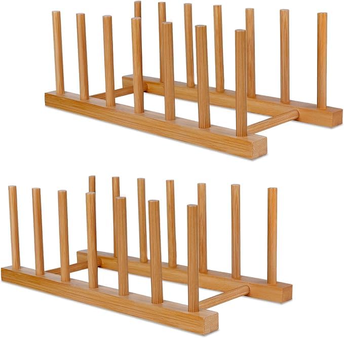 Dishwasher - Wooden rack with 7 drying cabinets for plates, cups, lids and panels, portable design for efficient kitchen organization and exquisite decor (Large)