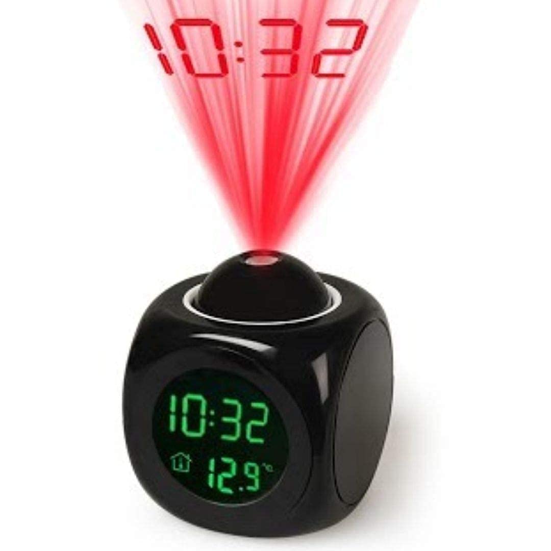 Digital LCD Voice Talking Function, LED Wall/Ceiling Projection, Alarm/Snooze/Temperature Display, 12hr/24hr, Bedside Alarm Clock (Multicolor)
