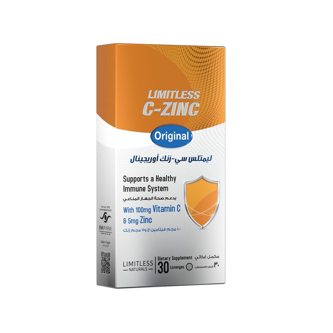 Limitless C-Zinc Original – Vitamin C & Zinc Lozenges – Orange Mint Flavor – Immune Support for Adults & Kids – 30 Lozenges