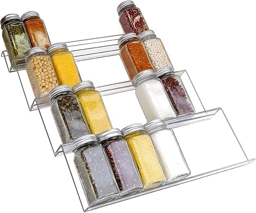 Acrylic Spice Drawer Organizer, 4-Tier Clear Rack,4 peices, 30x10 (without the jars)