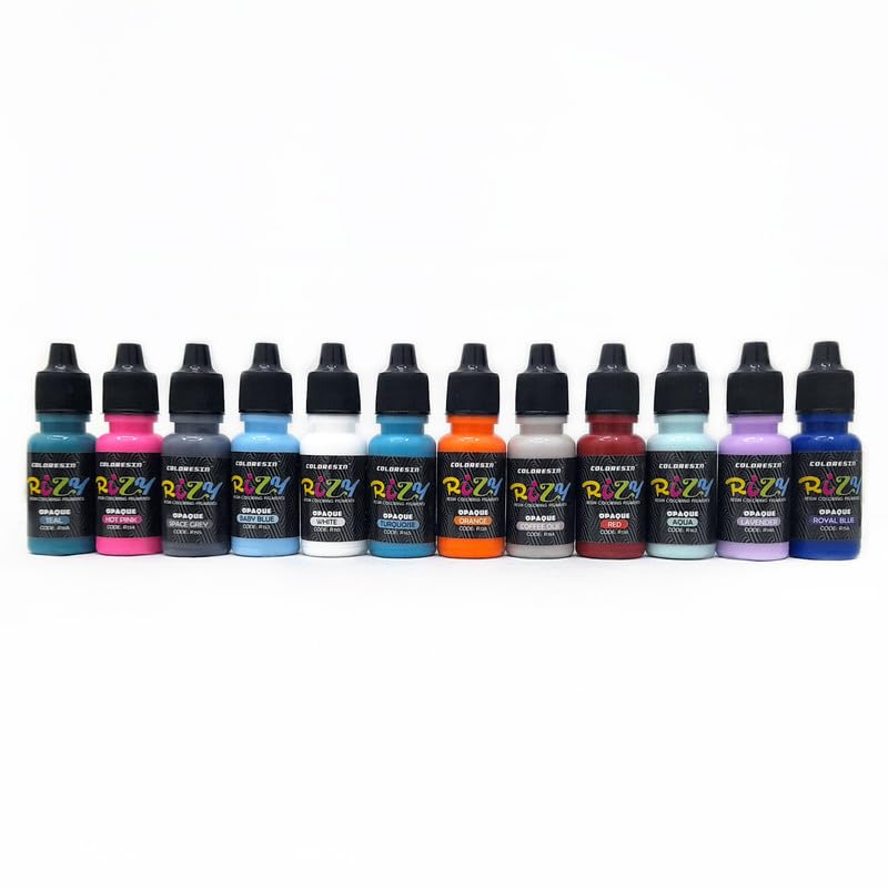 RIZY ROYAL ELEGANCE COLLECTION - 12 COLORS - Opaque Epoxy Resin Pigments -Liquid Dye High Concentration Resin Colorant for Crafts Art Coloring, Painting, Jewelry DIY Making, Each 15ml
