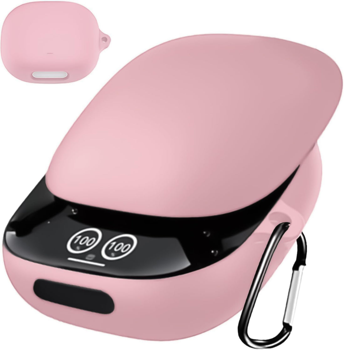 Dl3 Mobilak Compatible with Anker Soundcore Liberty 4 Pro Case Cover, Soft Silicone Shockproof Protective Wireless Earbuds with Carabiner, Front LED Visible (Pink)