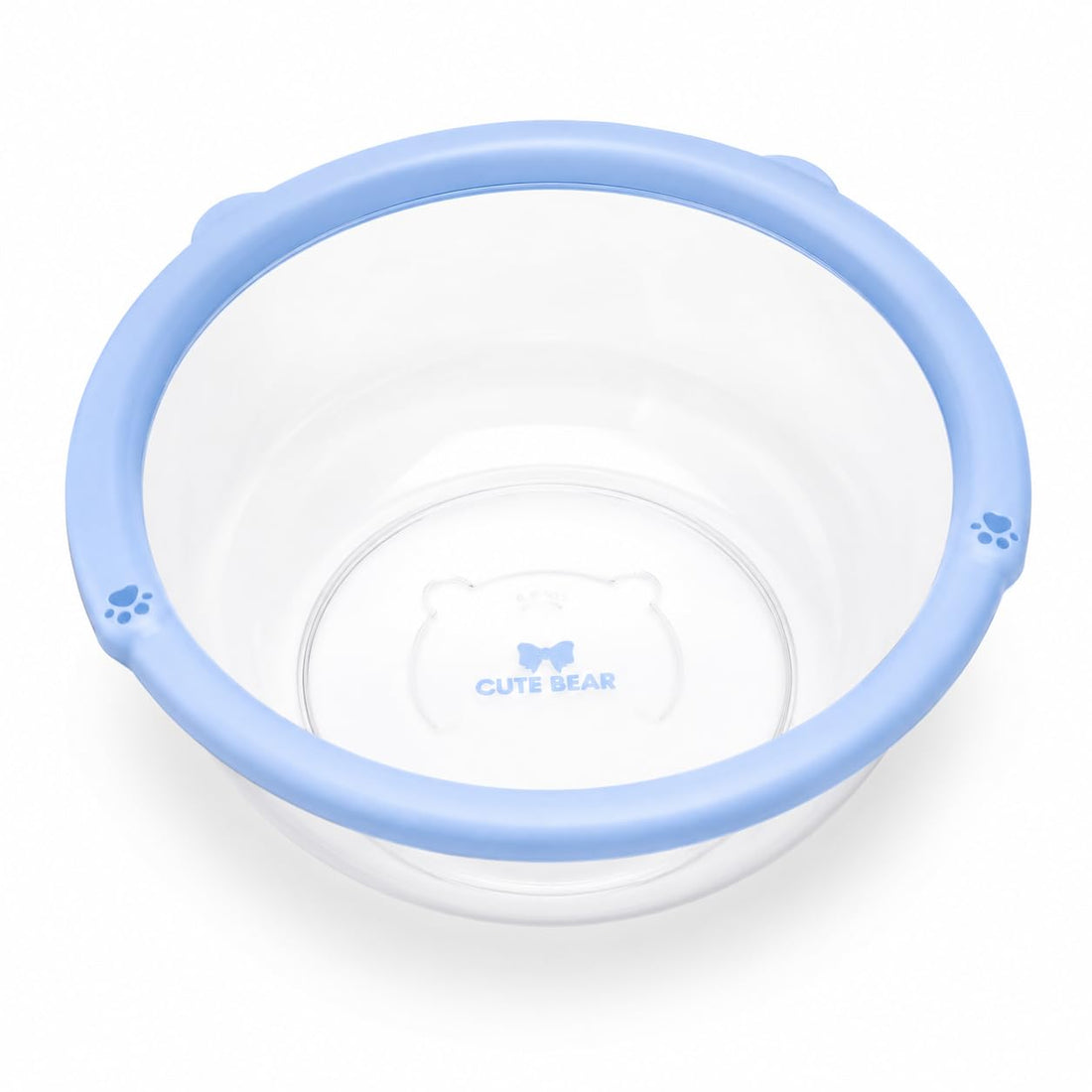 Cute Bear Large Plastic Mixing Bowl & Fruit Washing Basin, Transparent Food Prep Bowl with Bear Print Design, Multi-Purpose Kitchen Storage and Washing Tub, 30 cm Diameter, 13 cm Height