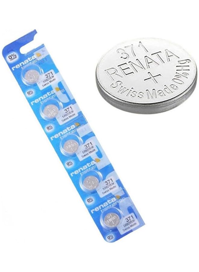 Renata Wrist Watch Battery - Swiss made, Button cell 1.55V, Renata long life battery, 5pcs 371-2, SR920SW