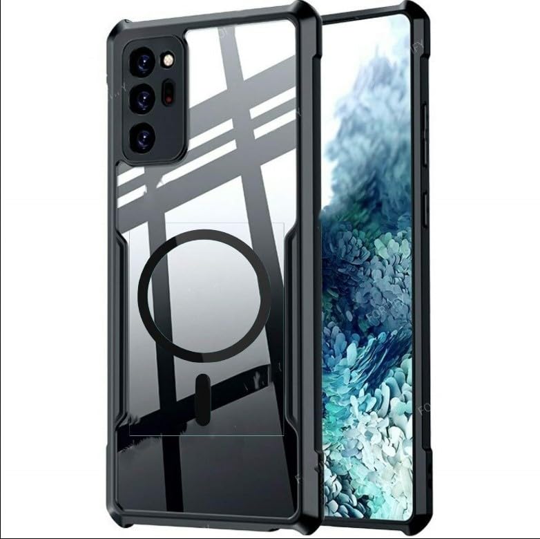 Magnetic Clear Case Compatible with Samsung Note 20 Ultra/samsung note 20 ultra case, Support Magsafe Wireless Charging, Not Yellowing, Flexible Frame, Shockproof Protective Phone Case (Black)