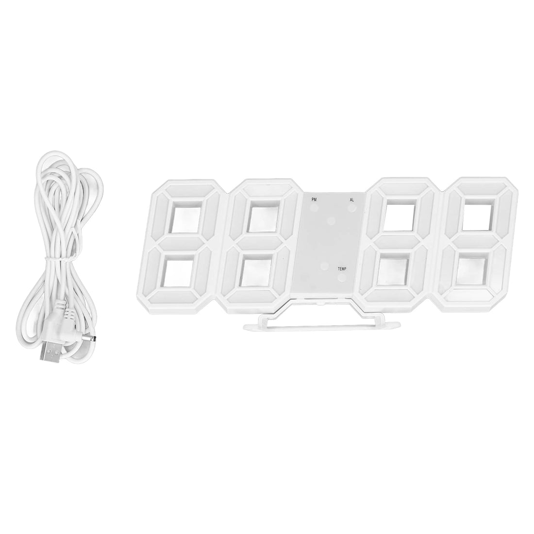 BuyWeek 3D LED Wall Clock, White Frame Digital Alarm Clock Modern Wall Clock Timer with Temperature for Home Living Room Decor(White)